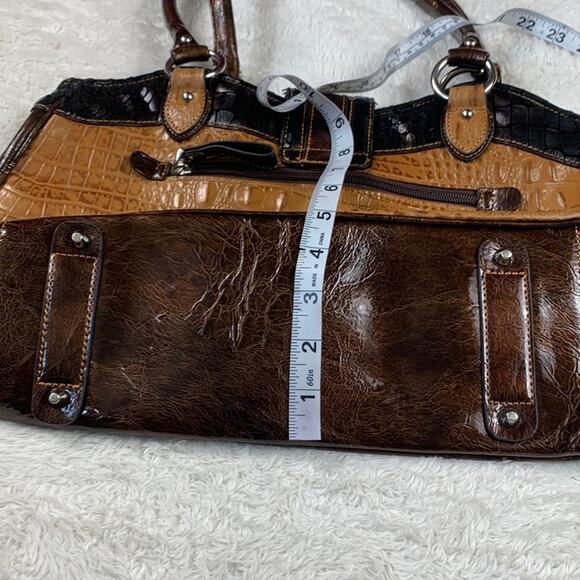 MC Marc Chantel Croco embossed large leather satchel shoulder bag - Picture 6 of 15